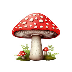Illustration of a fly agaric isolated on white background, no background, png