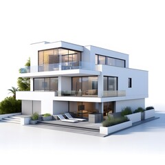 luxury house building on white background.