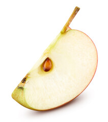 Ripe whole apple half fruit isolated on white
