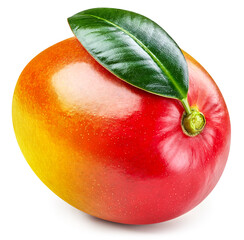 Mango fruit with mango leaf isolated on white background