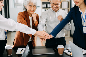 hands of business people join together their hands together on unity concept ..hands of business...
