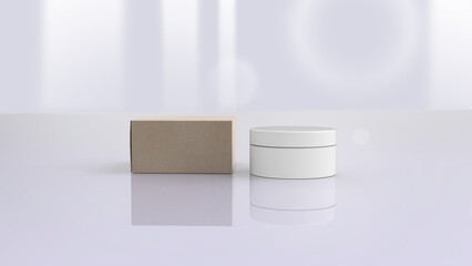 A cosmetics mock-up file through 3D rendering, simple yet tasteful and harmonious background for the product mock-up.