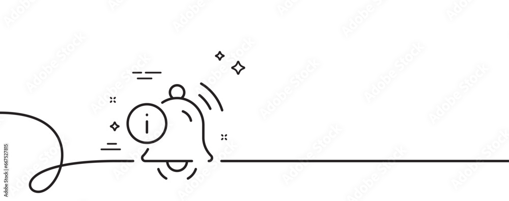 Poster information bell line icon. continuous one line with curl. alarm reminder info sign. notification me