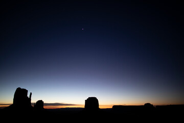 travel usa and north america, Monument Valley, view at the Three Sisters close to John Ford Point