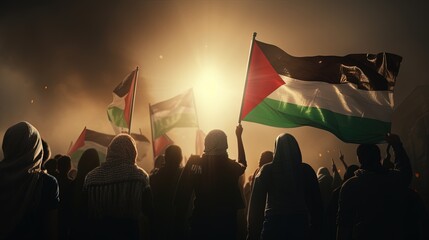 Protester Group for Palestine Freedom
 - obrazy, fototapety, plakaty