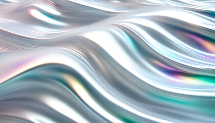 Abstract background of shiny bright pale whitish iridescent big waves