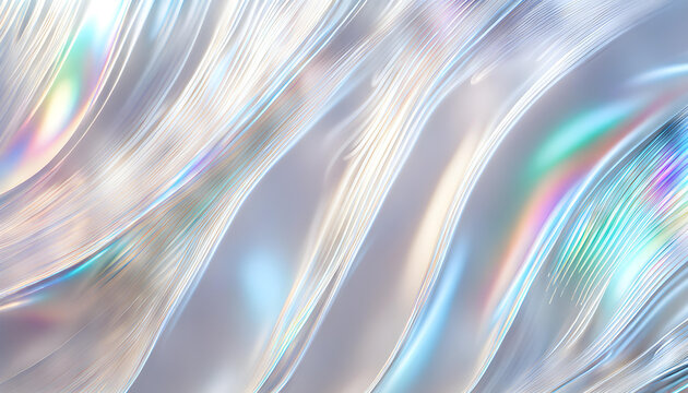 Fototapeta Abstract background of shiny bright pale whitish iridescent big waves