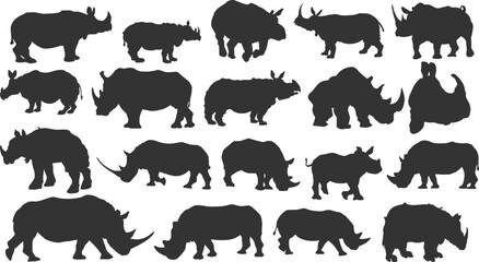 set of rhino silhouette