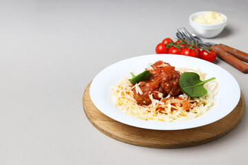 Pasta with meatballs, concept of tasty and delicious food
