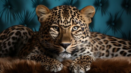 Majestic leopard looks directly into the camera
