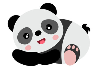 Adorable little panda lying down
