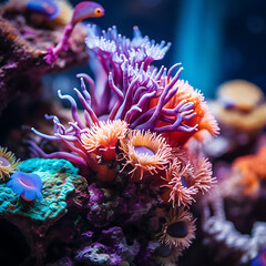 Naklejka na ściany i meble Vibrant Corals in an Aquarium