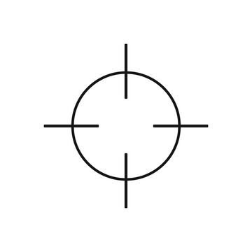 recommend clip art: Target icon. Aim crosshair sign of sniper weapon, military optic, binocular, monocular, telescope. Focus, goal, shot symbol isolated on white background. Vector outline illustration