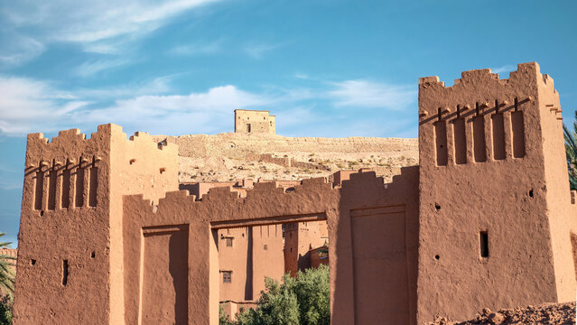 Ait Ben Haddou is a fortified city in Morocco. It is a great example of earthen clay architecture, a historic ighrem or ksar along former caravan route between the Sahara and Marrakesh in Morocco.
