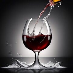 Red wine pouring into glass