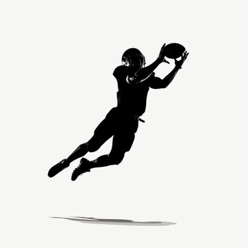 silhouette football player catching ball clip art preview