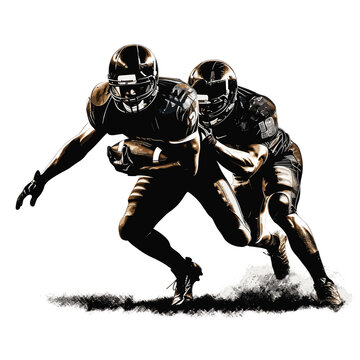 football players running action black and white clip art preview