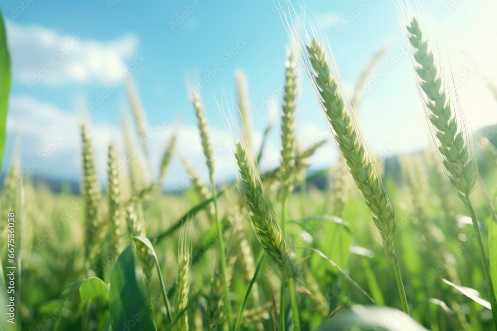 Aufkleber a detailed view of a field filled with golden wheat. this image captures the beauty and texture of t