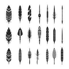 Set of Leaf Arrow, Feather Arrow Bundle vector illustration