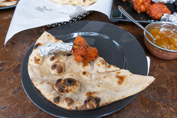Indian Flat Bread Closeup, Traditional Flatbread also Known as Pita Bread, Roti, Chapati, Naan or Tortilla