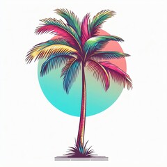 palm tree silhouette with pastel backdrop