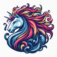 stylized unicorn with a colorful mane