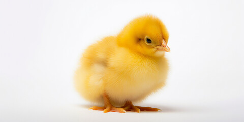 Obraz premium Little Yellow Chicken On A White Background Created Using Artificial Intelligence