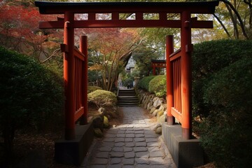 Traditional Japanese gate. Generative AI