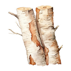 Watercolor Bark Texture Illustration on White Background