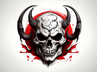 Devil skull horn illustration design