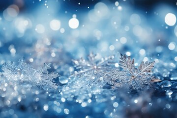 Fototapeta na wymiar Snowflakes on snow. Christmas and winter background, web banner