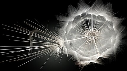 The delicate structure of a dandelion seed, feather-like in its fragility.