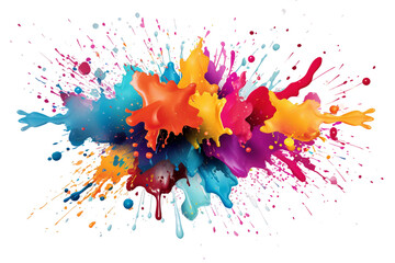 Colorful Paint Splatter Clipart on transparent background.