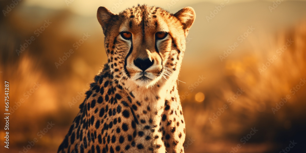 Leinwandbilder a close-up photograph of a cheetah looking directly at the camera. this captivating image can be use