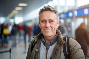 Photo of mature senior male at the airport terminal