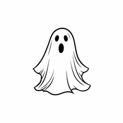 illustration of cute halloween ghost isolated on white background