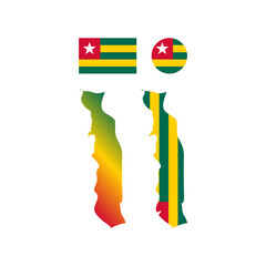 Togo national map and flag vectors set....