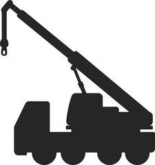 クレーン車のシルエットのイラスト