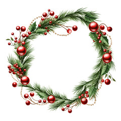Fototapeta na wymiar New Year's wreath on a white background. New Year's garland. New Year. Illustration. png