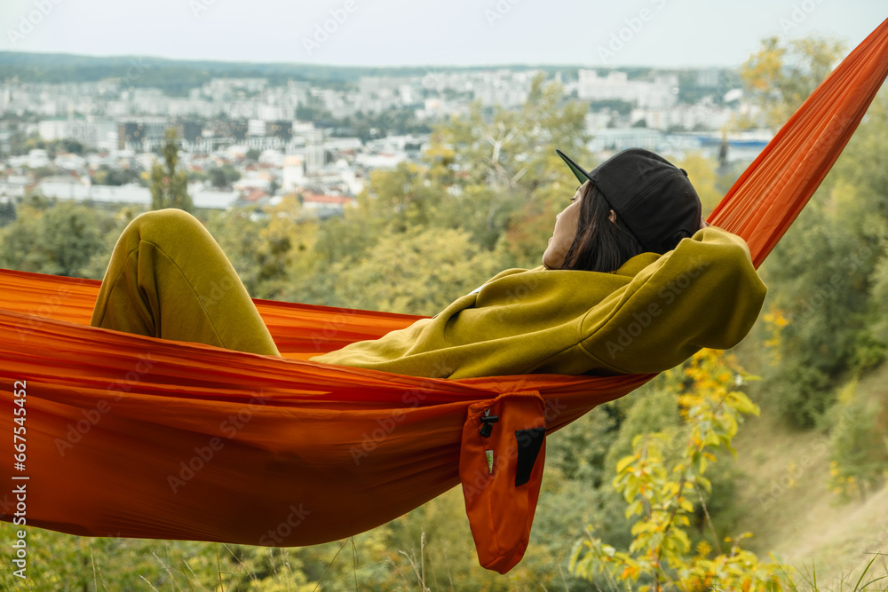 Canvas Prints chilling woman laying down in hammock