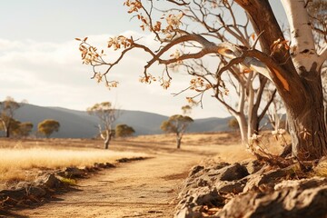 Generative AI : Eucalyptus trees killed by the drought near Lake Eucumbene in New South Wales, Australia.