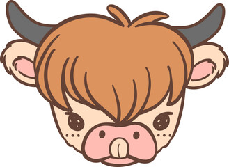 Baby Highland cow face tongue out