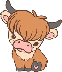 Baby Highland cow sitting