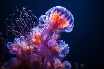 Generative AI : Jellyfish floating in the sea