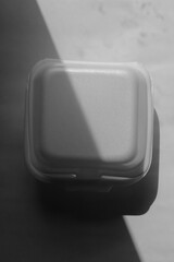 Food styrofoam packaging mockup with grey background dan shadow overlay great for mockup