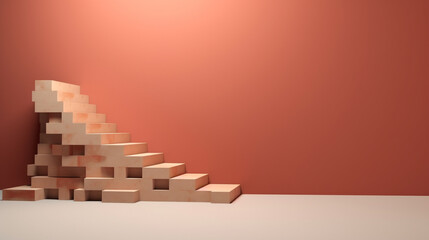 stair background image with brown wall.  Banner, poster, card for travel, presentations with copy space.