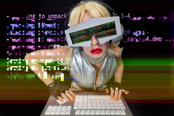 A woman with a vr headset 