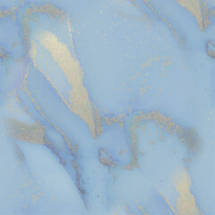 Marble Blue Art. Gold Alcohol Ink Paint. Geode