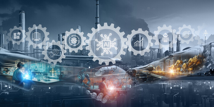 Using AI in manufacturing. AI adoption for predictation, forecasting, decision making, automation process, optimize operations and increase productivity and efficiency, improved job satisfaction.