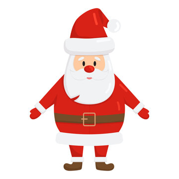 Vector Christmas cartoon character Santa Claus isolated on white background. Christmas holidays, flat design icon